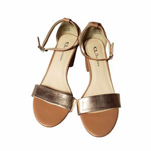 CL by Laundry size 9 Rose Gold & Brown Open Toe Heels AS IS NO BOX
